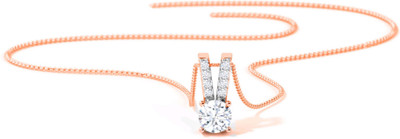 EPITOME 925 Sterling Silver Rose Gold Rhodium Solitaire Pendant for Girls & Women Rhodium Cubic Zirconia Sterling Silver Pendant