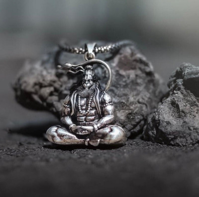 CHIKARA ENTERPRISES Main Silver Chain With Hanuman Ji Pendant Silver Alloy Stainless Steel Locket Alloy Pendant Set