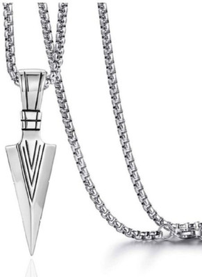 Growola Arrow for Men and Boys Stylish Biker/Party Wear Silver Stainless Steel Pendant Alloy Pendant Set