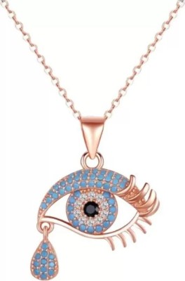 MEENAZ evil eye pendant for women girls necklace design Rose gold neck Chain Locket ad Gold-plated Zircon, Crystal, Diamond, Cubic Zirconia Metal, Alloy, Copper, Brass, Stainless Steel Pendant