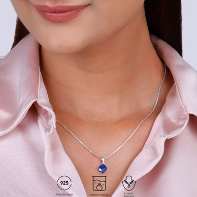 GIVA 925 Silver Mystic Prism Pendant |Lifetime Plating|6 Month Warranty Rhodium Swarovski Crystal Silver Pendant