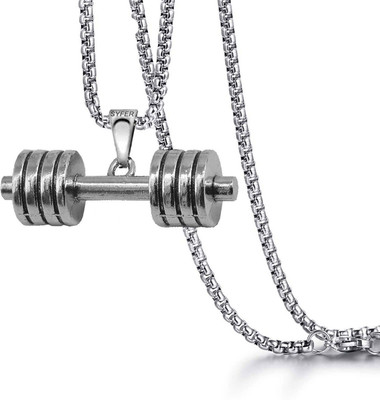 Diivine Hindu Dumbbell for Gym Lovers/Fitness Lovers/ Bodybuilders Silver Stainless Steel Pendant
