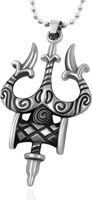 Bhagwati trader Silver Color Mahadev Bolenath Mahakal Lord Shiva Trishul Pendant Stainless Steel Pendant