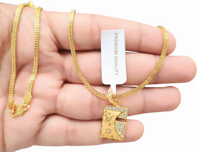 SAPNAPALACE Gold-plated Diamond Brass Pendant Set