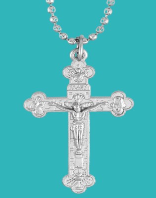 Dynamic Retail Global Jesus Cross Christian Locket Pendant Necklace Chain Religious Jewellery 174I-J Rhodium Stainless Steel Pendant Set