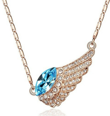 Tinera Trends Angel's wing crystal Rhodium Swarovski Crystal Alloy Pendant