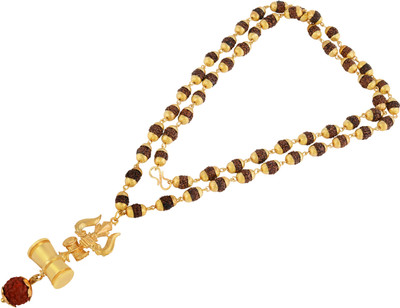 Charms Trishul Inspired Panch Mukhi Rudraksh With Mala Gold-plated Alloy Locket Set