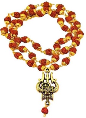 braj bazar Shiv Shakti Kavach Rudraksha Damru Pendant Combo Gold-plated Brass Brass Chain Beads Brass Locket Set