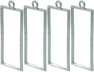 BanteyBanatey Silver Rectangle Shape Open Back Bezels Frame Pendants Pack of 4 pcs Metal Pendant