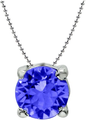 mahi Dark Blue Classic Solitaire Rhodium Swarovski Crystal Alloy Pendant