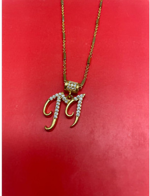 Pitaamaa MAATPITA Alphabet 18KT Yellow Gold Pendant for Women(Real Images)68 Gold-plated Diamond Brass Pendant