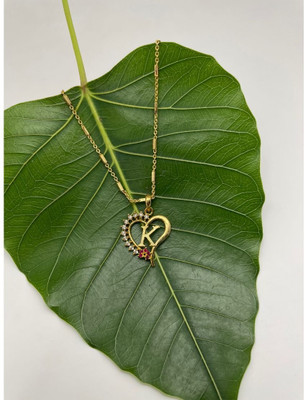 Pitaamaa Alphabet Heart Pendant Jewellery Set for women Pendant(Real Images)43 Gold-plated Diamond Brass Pendant