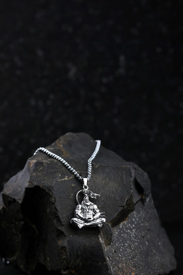 Divine rudras Hanuman Silver Locket With Oxidised Silver Chain Silver Alloy Pendant