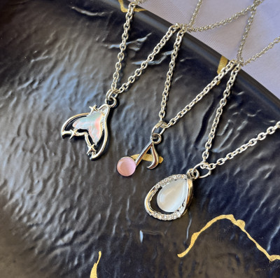 Sonisirani Set Of 3 Classy Trendy Aesthetic Silver Charm Pendant Necklace Silver Alloy Pendant