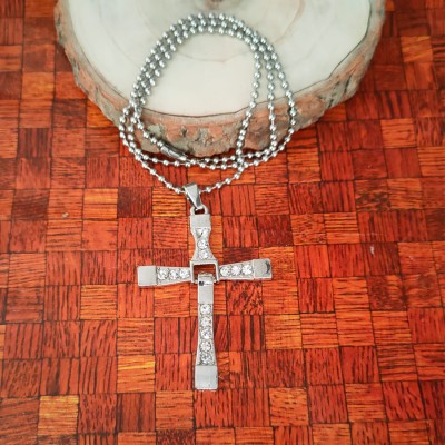 Sullery The Fast And The Furious Dominic Toretto Crystal Jesus Cross Sterling Silver Alloy Pendant