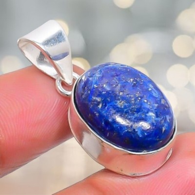 Gemzonite Effective & Original Lapis Lazuli Gemstone Pendant Beneficial For Unisex Brass Pendant