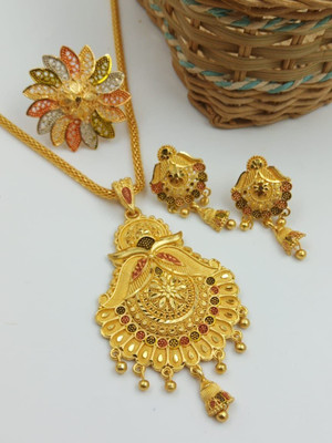 GLOBALSALES Brass Gold-plated Multicolor Jewellery Set(Pack of 1)