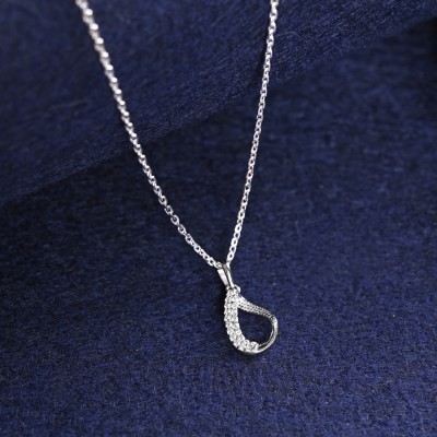 CLARA Raindrop Platinum Cubic Zirconia Sterling Silver Pendant