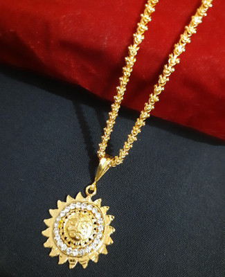 JIYANSHI ENTERPRISE Chakar Suryanarayan Round Diamond & CHANDRAMUKHI Gold-plated Diamond Alloy Pendant Set