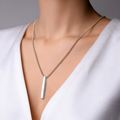 Foxfashion Bar Pendant Stainless Steel Locket Set with Box Chain for Men & women Silver Plated Stainless Steel Chain Set