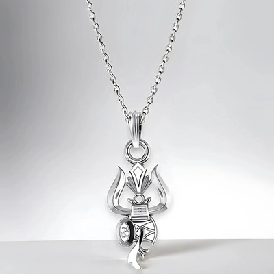 P. R. PRINTS Shiva Trishul Pendant for Men & Women | Om Trishul Damaru Locket Stainless Steel Pendant