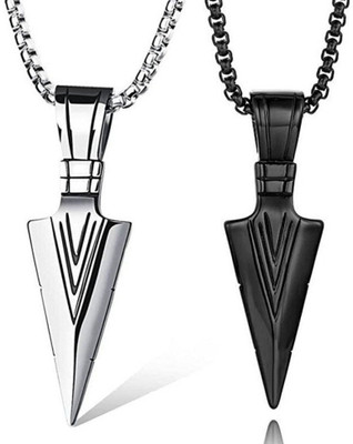 Animated F 409_JSE-za-arrow combo Rhodium, Sterling Silver Stone Pendant Set