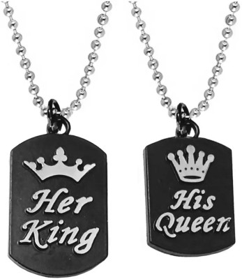 M Men Style Valentine Gift Couple Matching Jewelry Her King His Queen Locket Sterling Silver Alloy