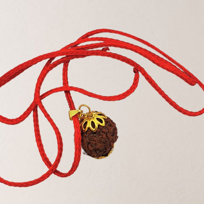 Fine Creation Purest Astrological Original Natural 5 Mukhi/five Faced Nepali Rudraksha Pendant Gold-plated Beads Brass, Wood Pendant