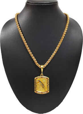 Sipradh Gold Plated chain with Pendant For Men and BoysJaguar JAYPURI chain Gold-plated Diamond Alloy Pendant Set