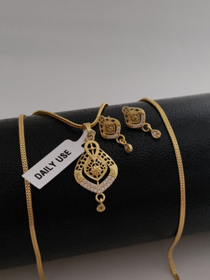 Bhagavati creation Brass Gold-plated Gold Jewellery Set(Pack of 1)