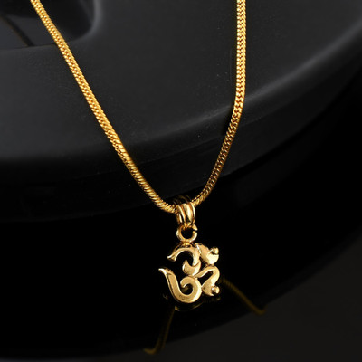 NAVYA ART om locket::om locket for men ::om locket for women ::om locket for grils Gold-plated Brass Pendant Set