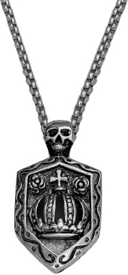 Shiv Jagdamba Biker jewellery viking Gothic Head King Shield Pendant Necklace Rhodium Zinc, Metal Pendant