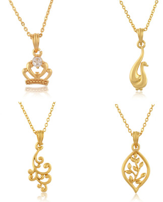 PYR Fashion Stylish Partywear Gold Locket Pendant Necklace Chain For Women Men Girl Boys Gold-plated Brass Pendant Set