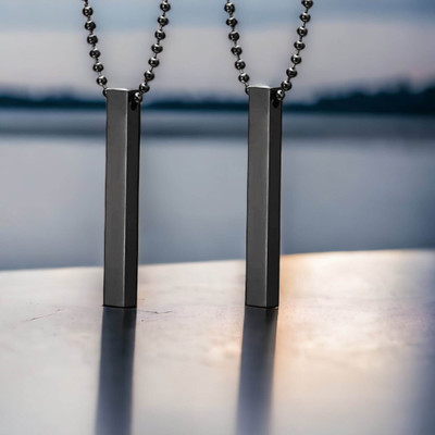 EndlessFashion Bar Lockets Set | Couple Lockets | 3d Vertical Bar Lockets For Him & Her Rhodium Alloy