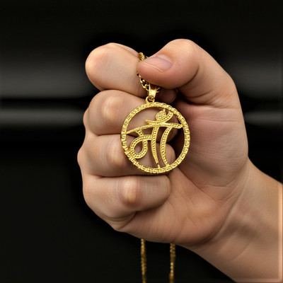 aklina CHARMS Gold Plated Maa Big Design Pendent 3inches size Gold-plated Alloy Locket Set