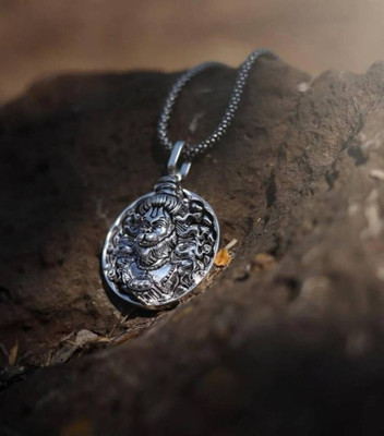 EndlessFashion F 87_JS rv-hanuman muu Silver Stone Pendant Set