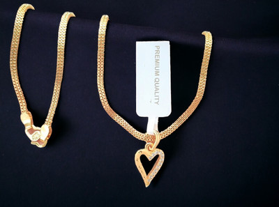 DIVS FASHION HEART SHAPED PENDANT WITH CHAIN Gold-plated Brass Pendant