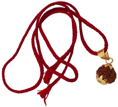 Madhur Creation Lab Certified Seven Face Rudraksha Gold-plated Wood Pendant Set