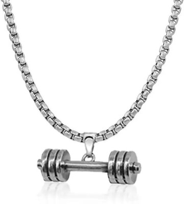 RICKY COLLECTION weight lifting dumball with chain sil Alloy Pendant Set