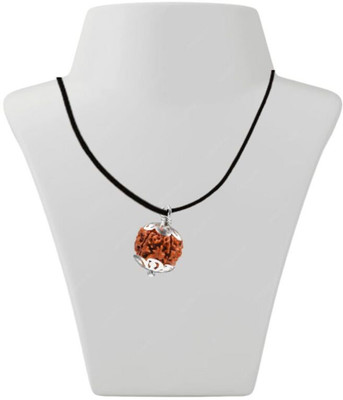 Fine Creation 4 Mukhi Rudraksha Four Faced Charr Nepali Rudraksh Bead Original & Certified Silver Wood Pendant