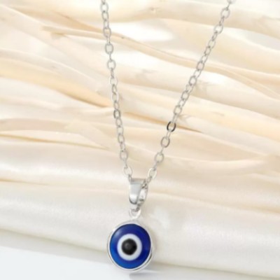 Roffers Evil Eye Glass work Unisex Pendant Necklace for Women Stainless Steel Pendant Silver Stainless Steel, Plastic Pendant Set