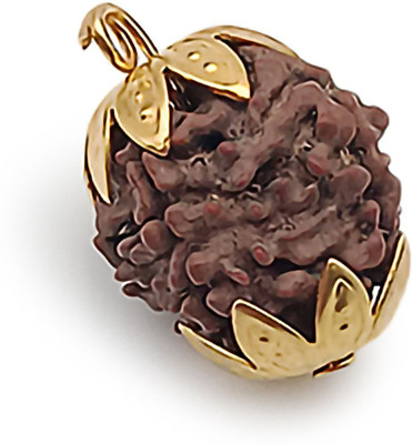 Shivtantra Natural & Original 4 Mukhi Rudraksha Beads Wood Pendant and Lab Tested Rudraksha Gold-plated Wood Locket