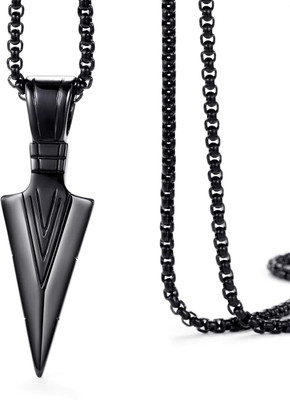 JS Enterprises Black Arrow Lockets | Premium Men Lockets | Stylish Chain Pendants For Men Ruby Stainless Steel Locket