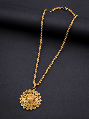 Divastri Gold Plated chian and pendant set Gold-plated Brass Pendant Set