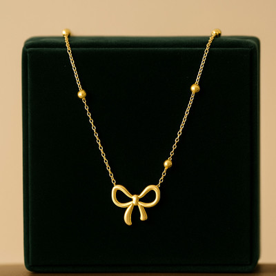 Glorify Demi Fine Gold-Plated Anti Tarnish Infinity Bow Pendant,Skin Friendly Gold-plated Stainless Steel Pendant Set