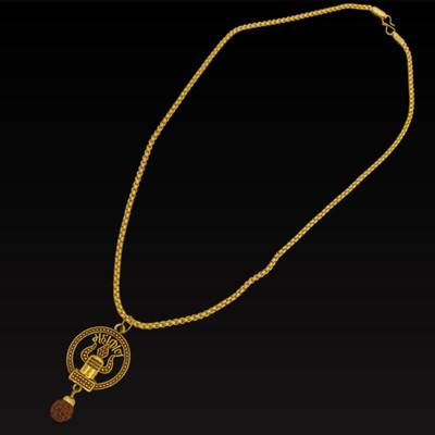 Kuttumb Gems & Jewels Trending stylish design Om Trishul damroo mahakal shiva mahadev locket Gold-plated Brass, Alloy Pendant