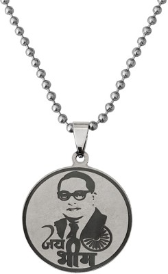 M Men Style Religious Dr.Babasaheb Ambedkar (Jay Bheem) Pendant Necklace Sterling Silver Stainless Steel Pendant
