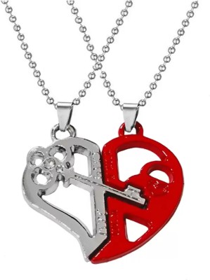M Men Style Valentine Broken Heart Key Couples Friend Gift for Him and Her Pendant Set Sterling Silver Stainless Steel Pendant