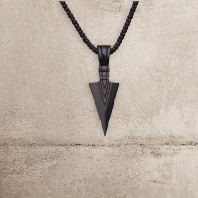 Animated F 814_RR JSE-mur blk arrow Rhodium Stone Pendant Set