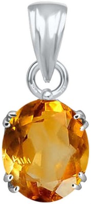 AQUAGEMS Citrine/Sunehla 5.25 Ratti or 5 Ct Gemstone for Men & Women bis Hallmark 925 Sterling Silver Stone Pendant